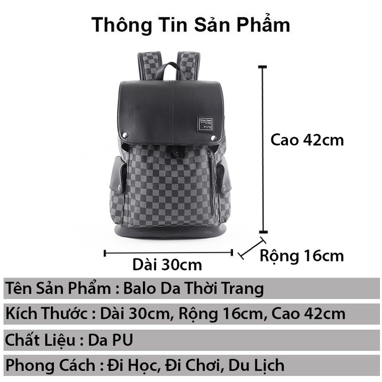Balo da lv nam nữ đi học đẹp IRRY cặp đi học nam nữ cao cấp phong cách thời trang ulzzang
