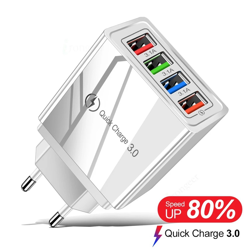 Suntaiho 35W Quick USB Charge QC 3.0 4 Port Wall Adapter US EU Plug For iPhone Samsung