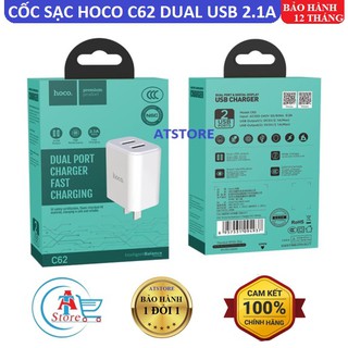 Cốc Sạc Đa Năng Hoco C62 / C62A 2.1A Dual USB Chính Hãng - BH 12 Tháng