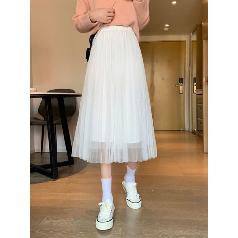 Chân váy dài xếp ly dáng xòe lưới ulzzang Hàn Quốc CV03 - Peyy Clothing | BigBuy360 - bigbuy360.vn
