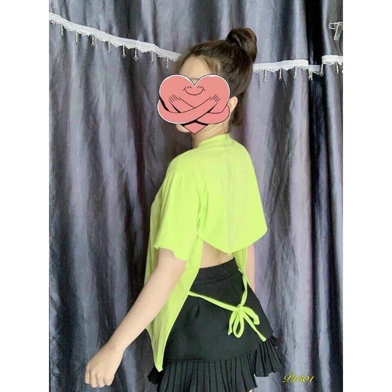 Áo thun phom rộng hở lưng thắt dây MICHI, áo phông phom rộng hở lưng