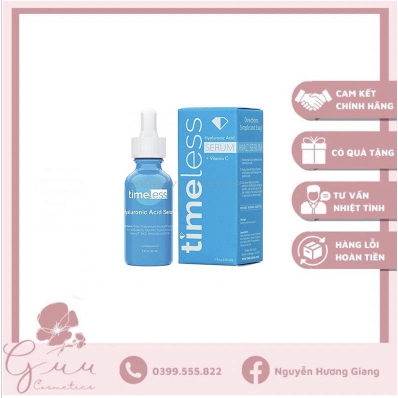 Tinh chất sáng da, cấp nước Timeless HA Vitamin C 30ml
