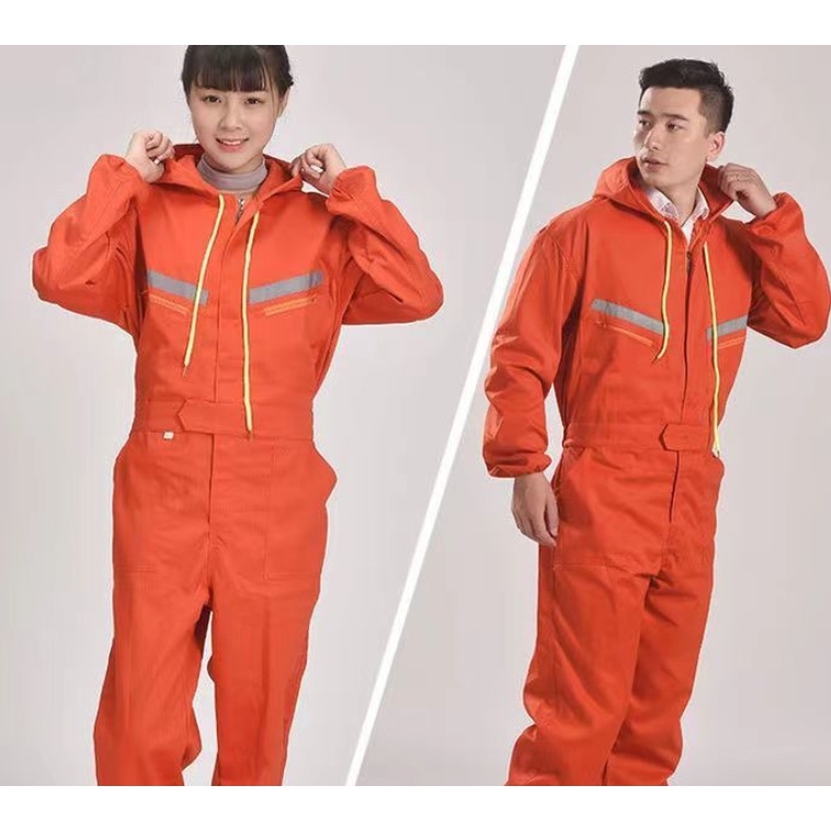 Áo Khoác Liền Thân Bảo Hộ Lao Động Có Mũ Trùm Phản Quang