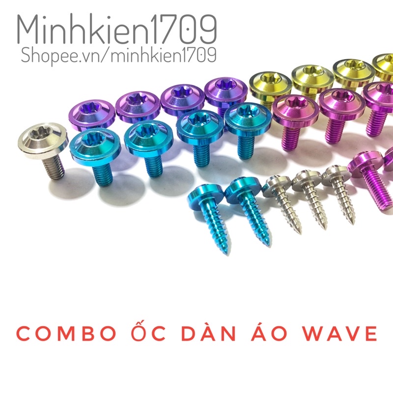 Combo full ốc titan dàn áo xe Wave nhỏ