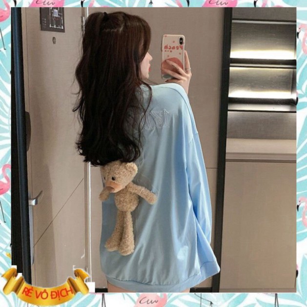 (mới) ÁO NỈ GẤU BÔNG ĐEO LƯNG Cài nhiều kiểu - ÁO SWEATER 13De Marzo ĐEN TRẮNG HỒNG XANH UNISEX