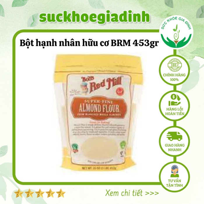 [Date 1.2024] Bột Hạnh Nhân Hữu Cơ Bob's Red Mill Đã Lột Vỏ 453g