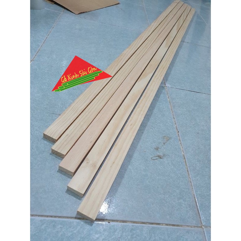 Bó 5 thanh gỗ thông vuông dài 1m2, rộng 3cm, dày 1.5cm dùng làm nẹp trang trí, decord, làm khung