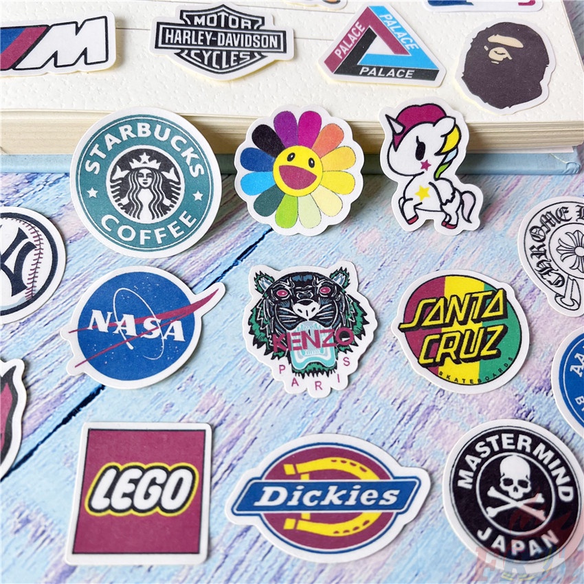 ★★★ Miếng Dán Thủ Công Hình Logo Mini Thời Trang ★★★ Set 40 Sticker Dán Trang Trí Thời Trang