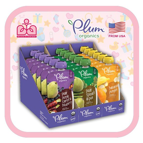 (Nhập US) Trái cây nghiền dạng túi PLUM ORGANIC 113g (Date từ T12/2021 trở đi)