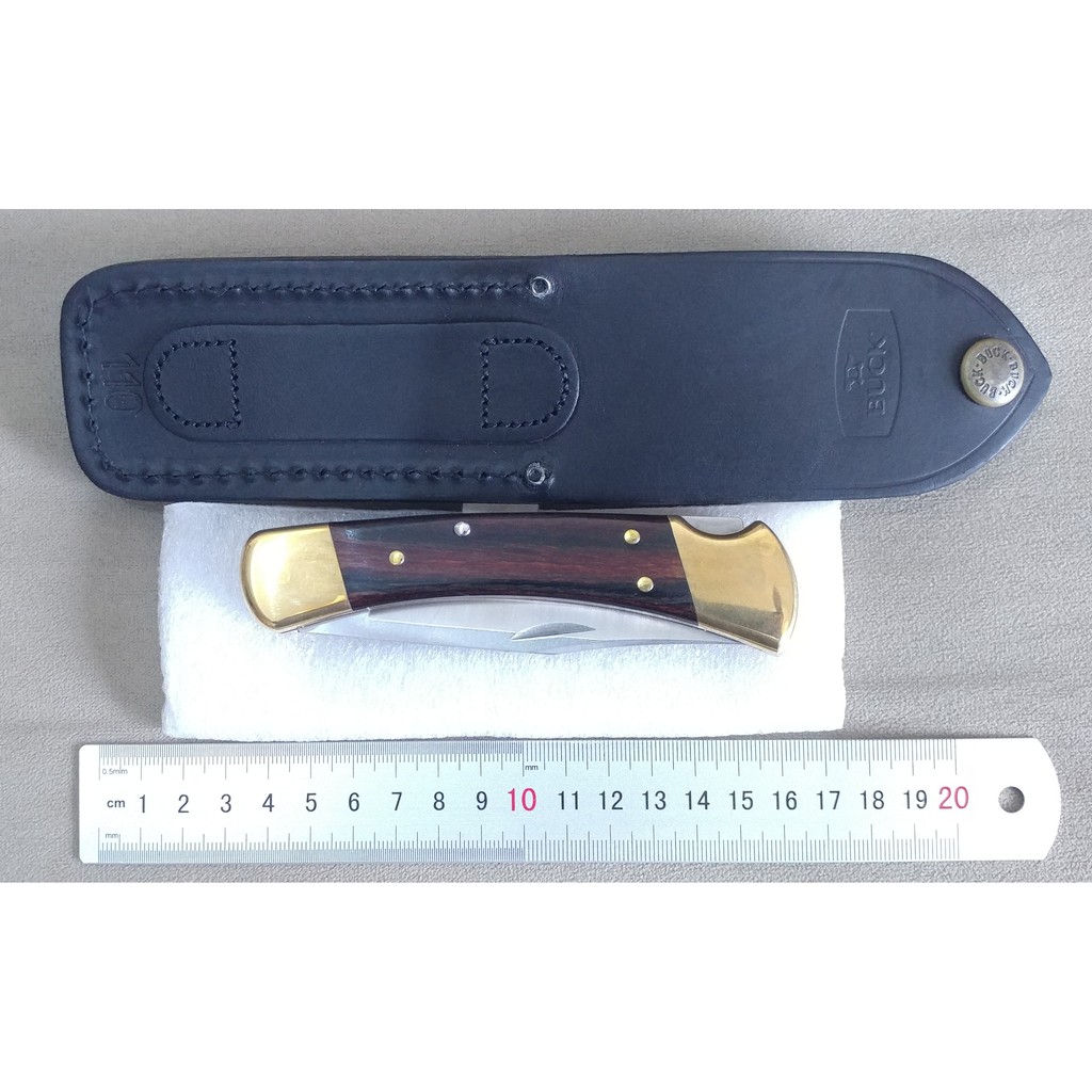 Dao gấp bỏ túi Buck 110 kèm bao da, phù hợp mang theo hàng ngày