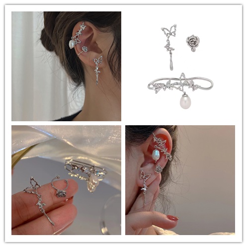 Bộ 3 Khuyên Tai Nữ Trang Dáng Dài Đính Ngọc Trai Phong Cách Vintage