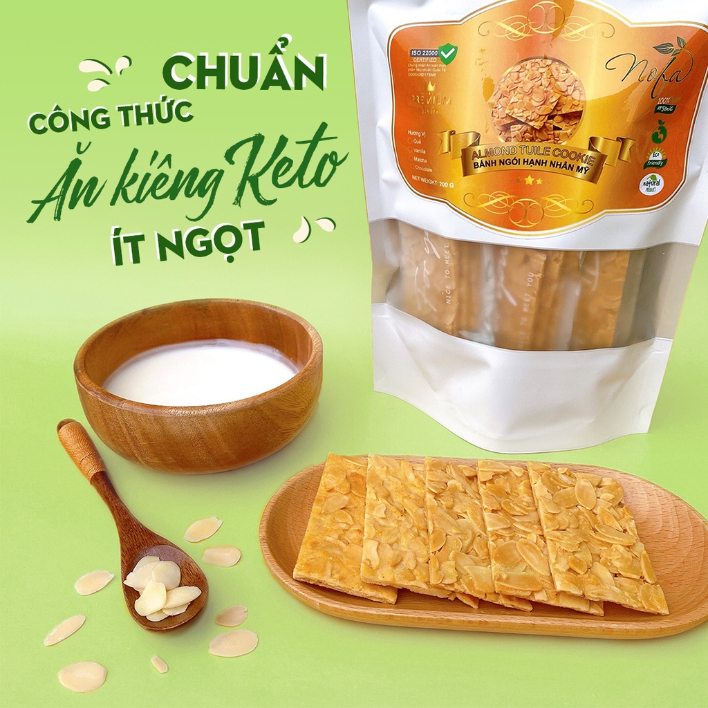 Bánh ngói hạnh nhân nguyên cám Nofa chuẩn ăn kiêng, keto, mỏng, thơm, giòn rụm, healthy tăng cường sức khỏe