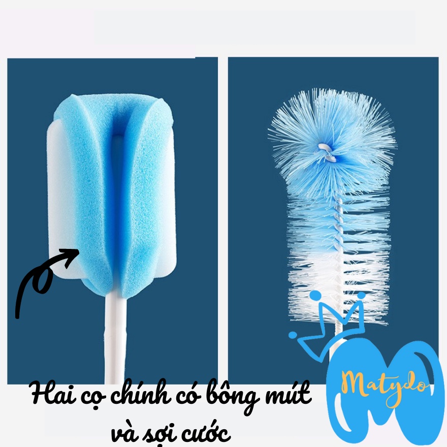 Cọ rửa bình sữa và núm ty MATYDO 5 chi tiết mềm mại an toàn cao cấp CB02
