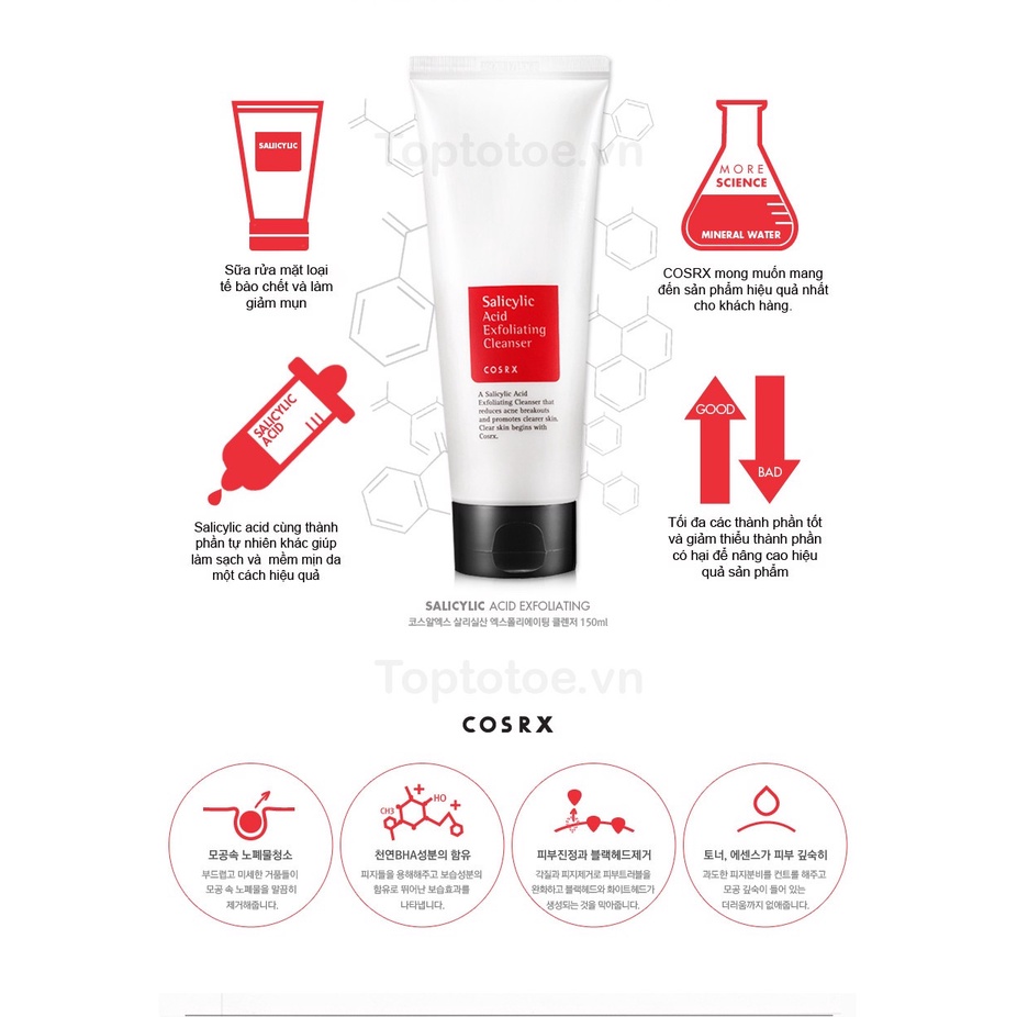 Sữa Rửa Mặt Giảm Mụn Cosrx Salicylic Acid Daily Gentle Cleanser 150ml