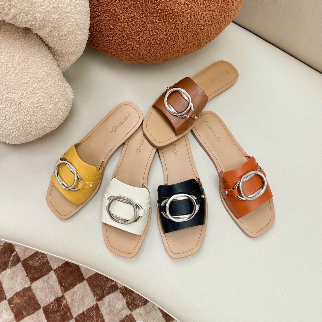 Dép nữ quai ngang, dép lê Colee phối khóa cao cấp GUUEM GCL114