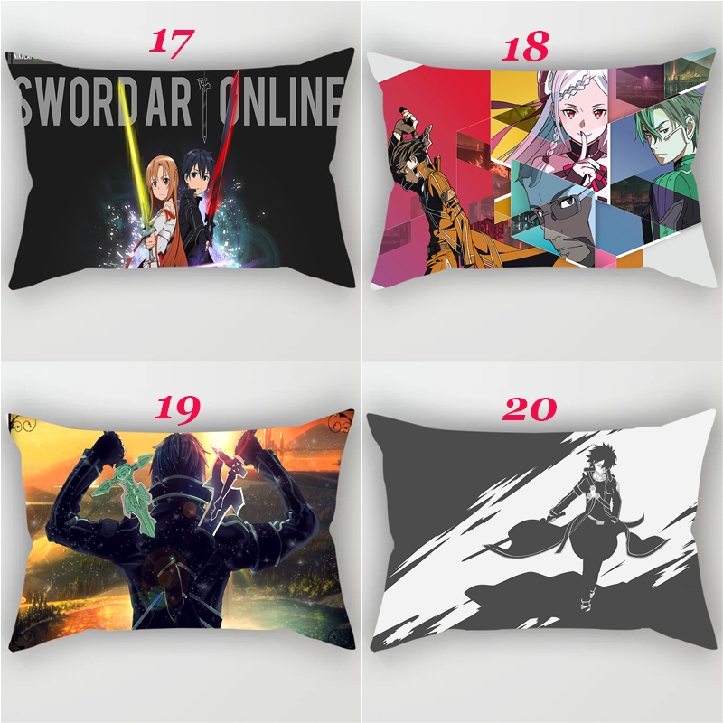 Vỏ Gối Chữ Nhật In Hình Sword Art Online Trang Trí Xe Hơi Ốp