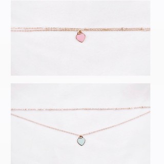 Lắc Tay/Chân Hai Tầng Charm Tim Màu Pastel Titan Không Gỉ Màu Rosegold