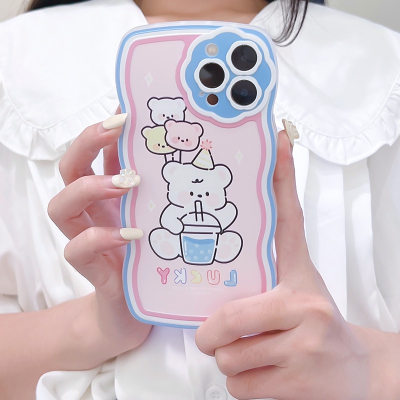 Ốp Điện Thoại Hình Gấu Và Hoa Cho iphone 7 / 7plus / 8 / 8plus / xs / 11 / 12 / 13 / 14 / pro / max / plus / promax