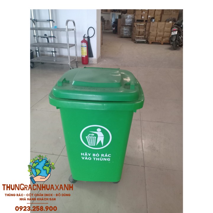 THÙNG RÁC CÔNG CỘNG 60L CÓ BÁNH XE MÀU XANH - ĐỎ - ĐEN