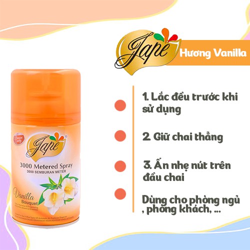 Combo 02 Nước Hoa Xịt Phòng Hương Tự Nhiên Jape Thơm Mát Dịu Nhẹ - Bình Refill (Lõi Thay Thế Máy Xịt Phòng) - 300ml