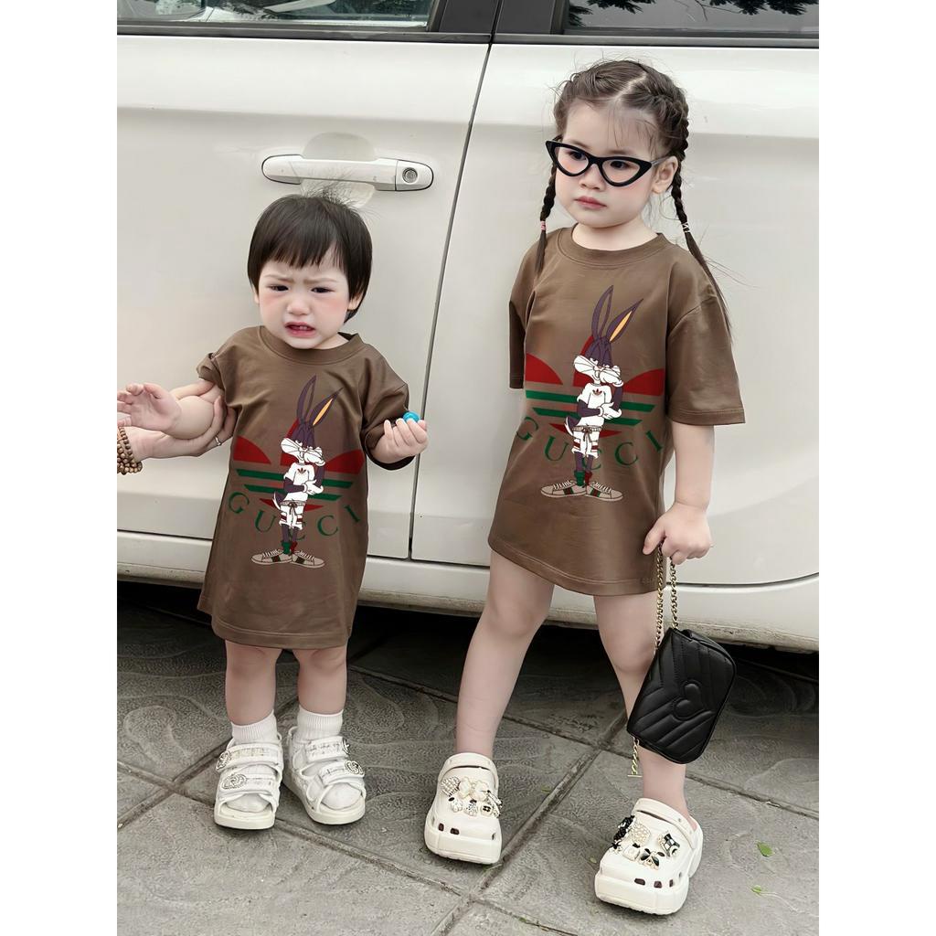 Áo thun gia đình gúc chi thỏ xám cho bé , áo phông trẻ em unisex bé trai , gái , Kid_genz