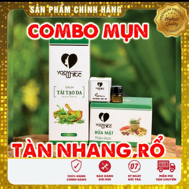 [LOẠI MẠNH]⚡COMBO TÀN NHANG+SERUM TÁI TẠO DA YODY WHITE PHƯƠNG ANH TÀN NHANG NÁM ĐINH MỤN THỊT MỤN CÓC SẸO RỖ