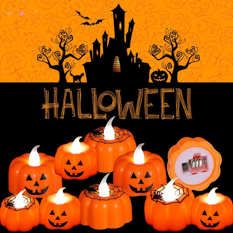 1 Cây Nến Đèn LED Hình Quả Bí Ngô Dùng Trang Trí Halloween