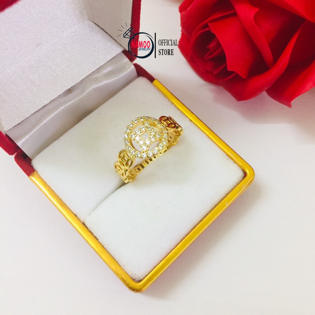 Nhẫn Nữ Mạ Vàng 18k Mặt Tròn Đính Đá N018 NAmoo Jewelry Chuyên Sỉ
