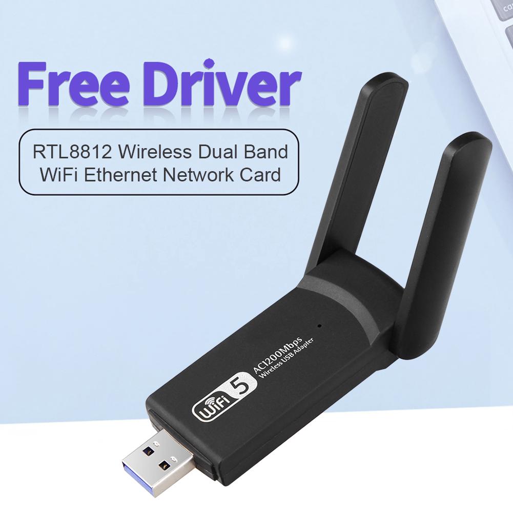 Bộ điều hợp WiFi băng tần kép 2.4G 5.8G USB không dây Thẻ mạng 1200Mbps với ăng ten kép Bộ thu USB 3.0 cho máy tính PC | BigBuy360 - bigbuy360.vn