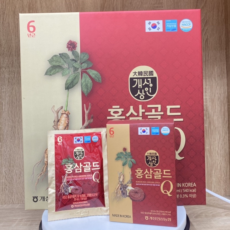 Nước Tinh Chất Hồng Sâm Nhung Hươu Linh Chi Gold Q Hàn Quốc Hộp 30 Gói X 50ml