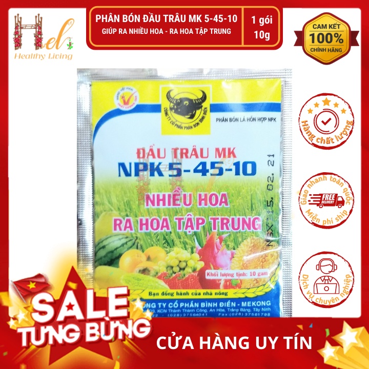 Phân Bón Hoa, Rau Sạch NPK 5-45-10Phân Bón Đầu Trâu Phân Bón Siêu Lân Bình Điền MeKong - Giúp Ra Hoa Tập Trung