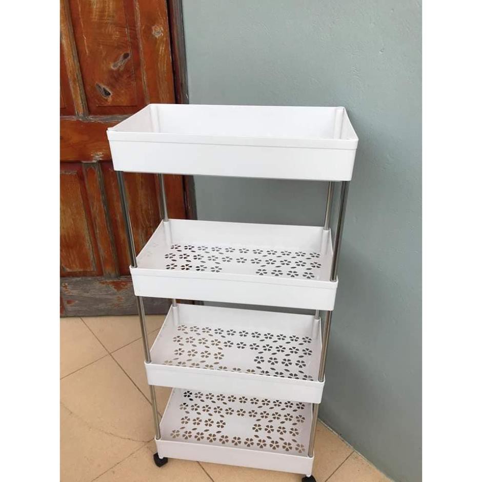 KỆ ĐỂ ĐỒ 3 - 4 TẦNG KHUNG INOX CÓ BÁNH XE DI CHUYỂN SIÊU TIỆN ÍCH