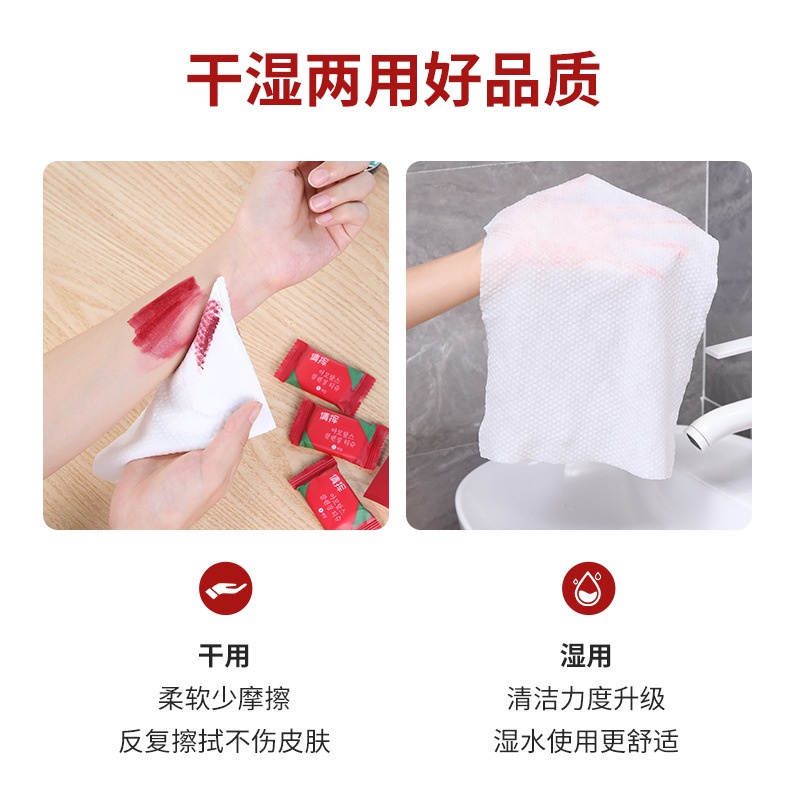 Túi 20 viên khăn nén viên kẹo hình vuông, Khăn giấy dạng nén bằng cotton dùng một lần