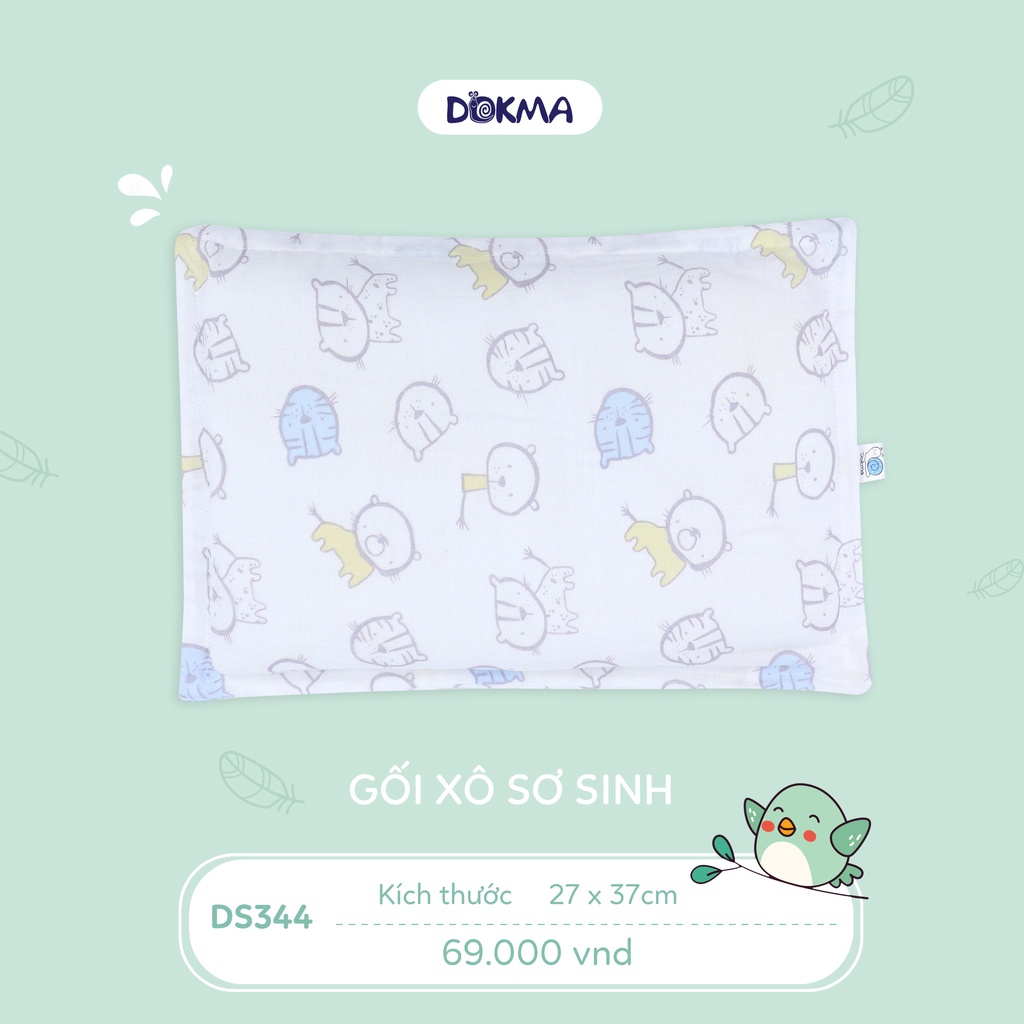 [QUÀ 20K]Gối Xô Sơ Sinh Dokma 100% Sợi Organic Cotton Thấm Hút Mồ Hôi Kích Thước 27x37cm,Tặng Vòng Dâu Trị Giá 20k.