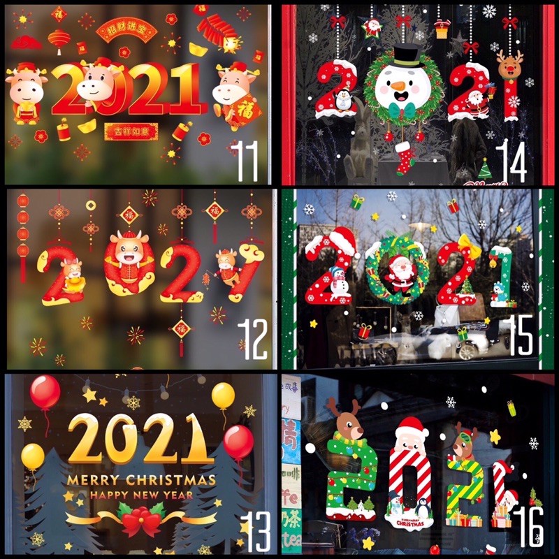 Decal trang tri tết - Nhiều mẫu 2021 sắc đỏ chào Xuân- Khách tự chọn