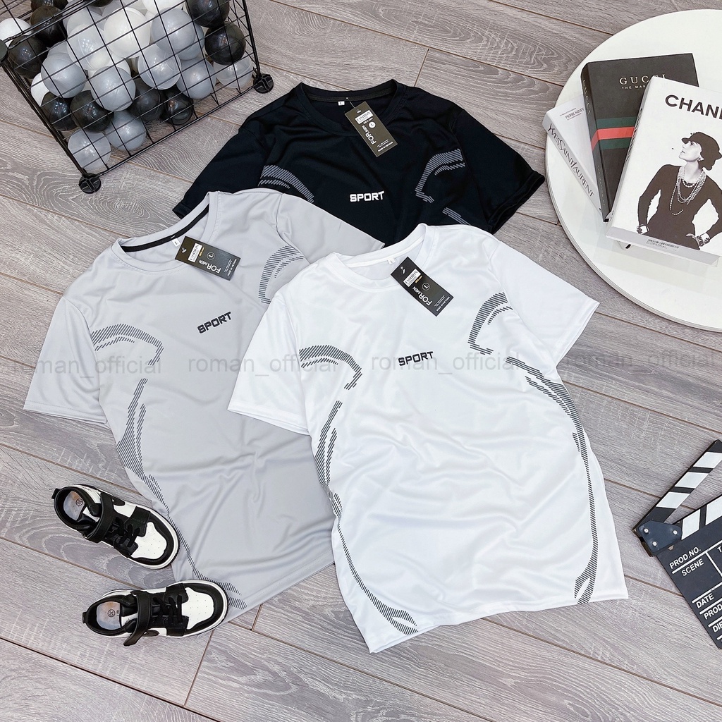 Áo Thể Thao Nam Thun Lạnh Cổ Tròn Cộc Tay Co Giãn Thông Hơi ROMAN AT09 | BigBuy360 - bigbuy360.vn