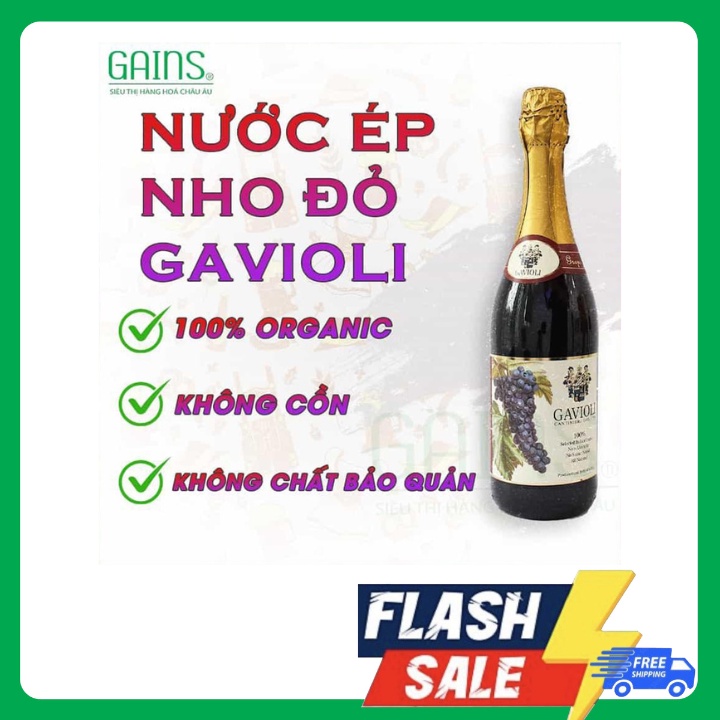 Nước Ép Trái Cây Gavioli 750ml - Sản Phẩm 4 Không : Không Đường- Không Cồn- Không Chất Tạo Màu- Không Chất Tạo Hương