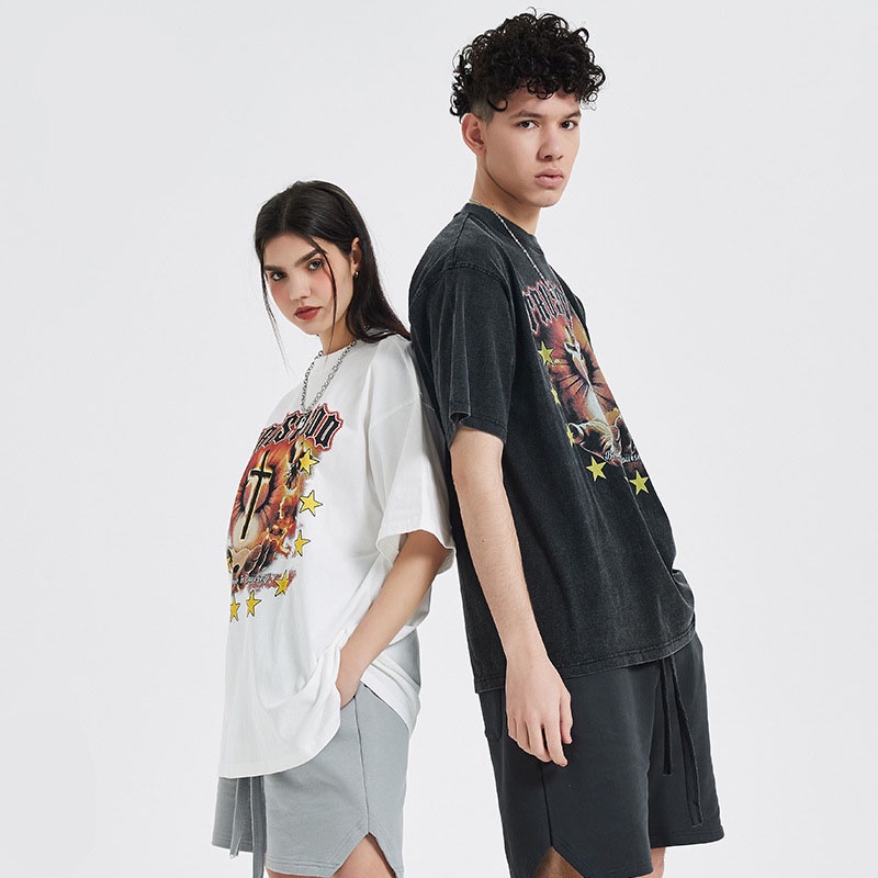 Áo Phông Rộng HY KOREA Tay Lỡ Trust God Unisex Nam Nữ TLLC60