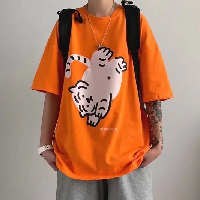 Áo Thun Tay Ngắn Dáng Rộng In Họa Tiết Hoạt Hình Phong Cách Nhật Bản Thời Trang Mùa Hè Cho Nam Size M-8XL