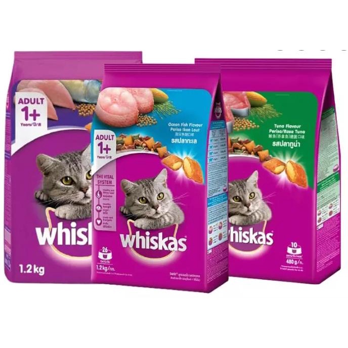 Thức ăn cho mèo Whiskas Adult gói 1.2kg - Hạt cho mèo lớn nhiều vị hạt mềm đầy đủ dinh dưỡng tốt cho mắt làm đẹp lông