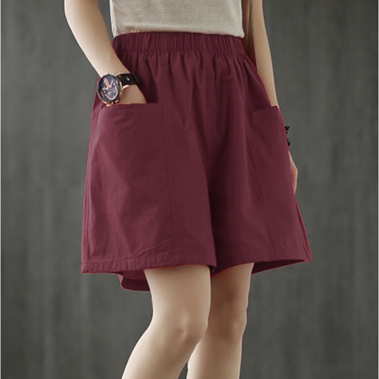 Quần short nữ, quần đùi nữ mặc ở nhà chất liệu đũi siêu thoáng mát nhiều màu sắc(40-68kg) QS09