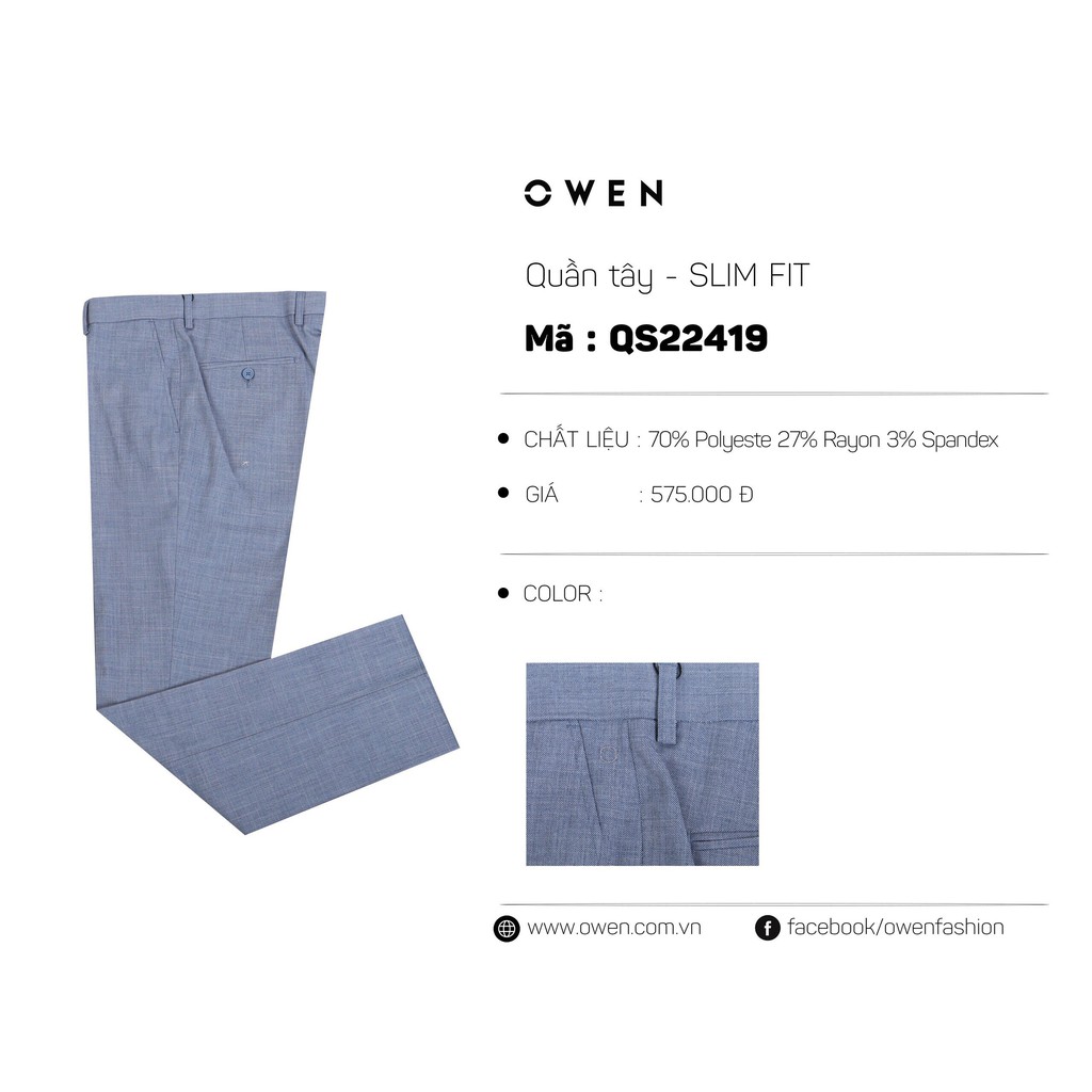 OWEN - Quần âu nam màu xanh nhạt dáng Slim fit ôm vừa