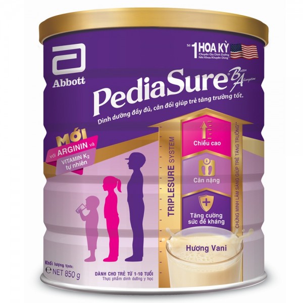 Sữa pedia Sure BA 850g phát triển cân đối cho bé từ 1 - 10 tuổi