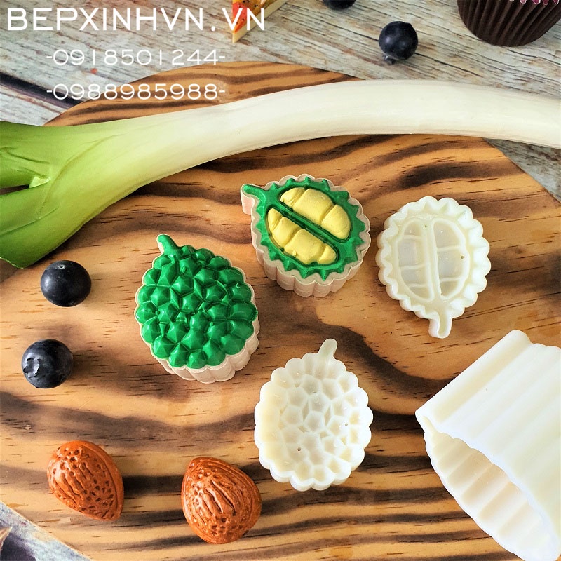 Khuôn trung thu lò xo 50g 2 mặt trái sầu riêng