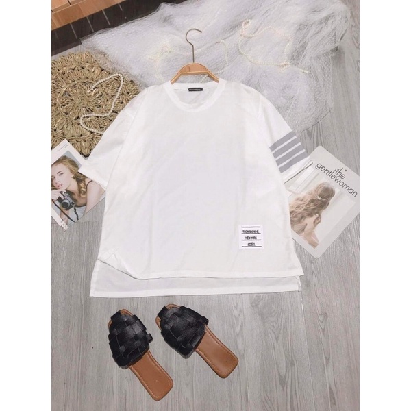 Áo thun cổ tròn tay lỡ vạch tay xẻ gấu TC12