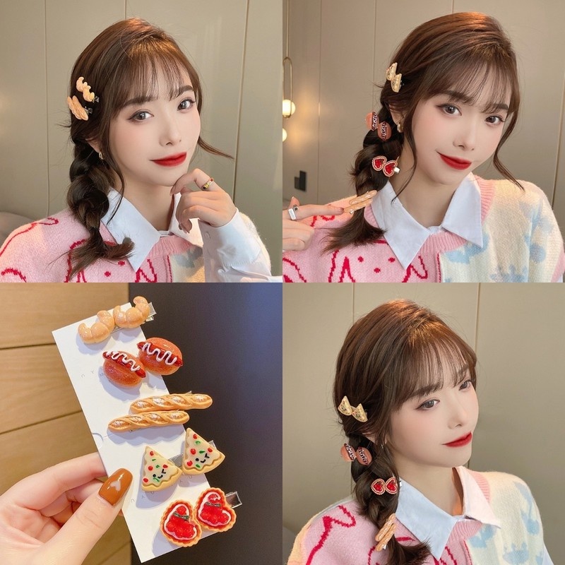 Kẹp Tóc Hình Bánh Mì / Pizza / Hot Dog Dễ Thương Cho Nữ