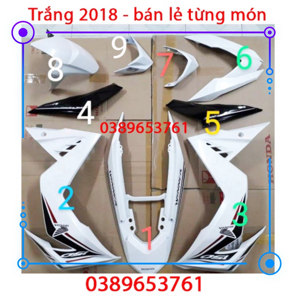 Dàn áo Winner V1 trắng đời 2018 (có bán lẻ) chính hãng Honda