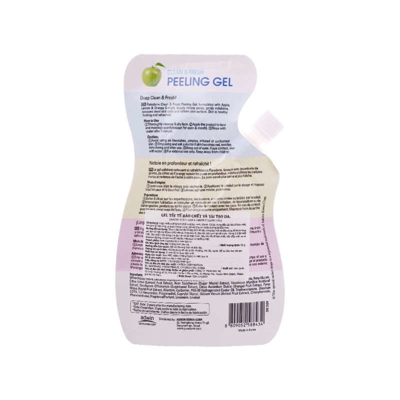 Gel Tẩy Tế Bào Chết Da Mặt Và Toàn Thân Hàn Quốc PUREDERM Clean & Fresh Peeling Gel 50ml