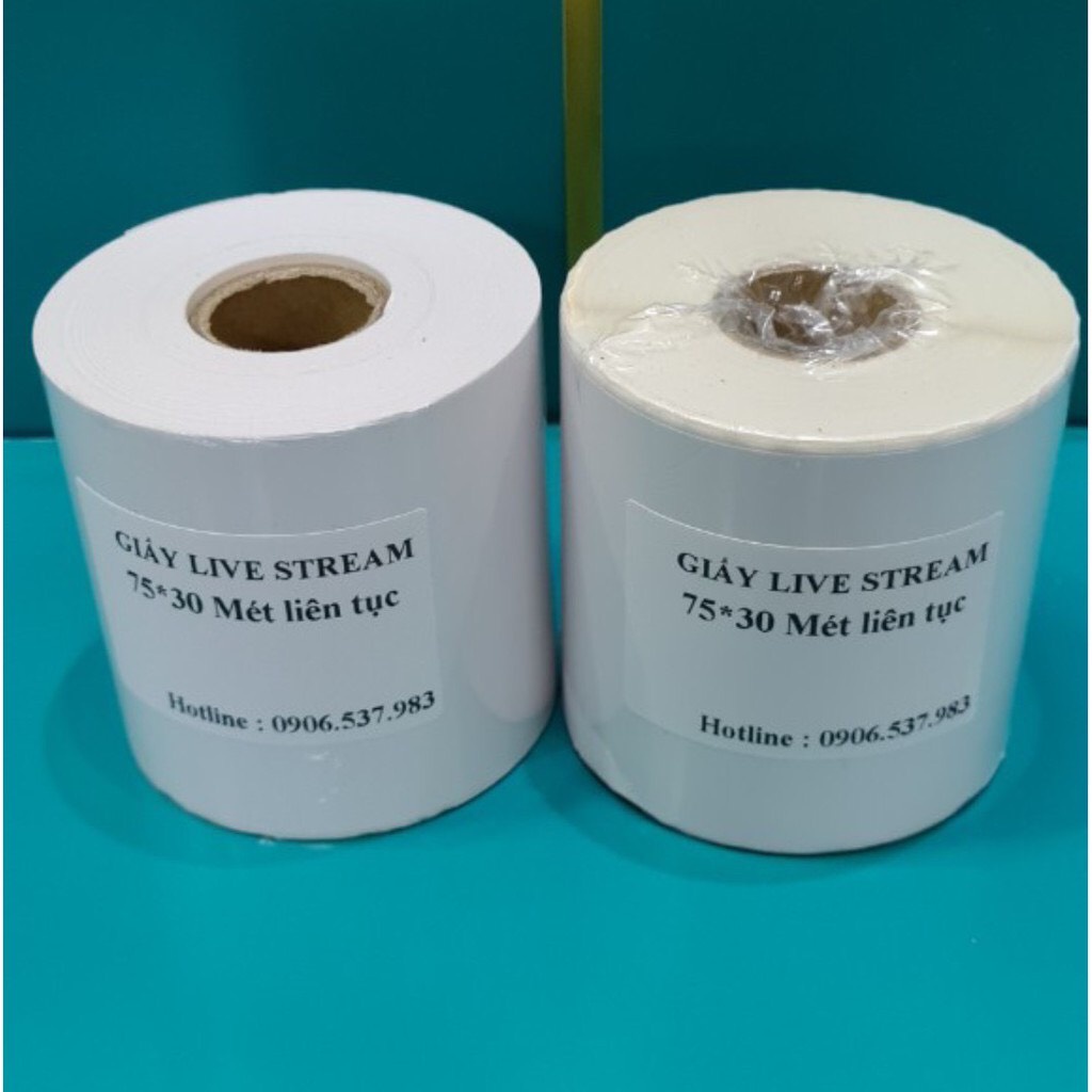 Decal in nhiệt, giấy in nhiệt liên tục 75 ,75mm dùng in đơn Livestream