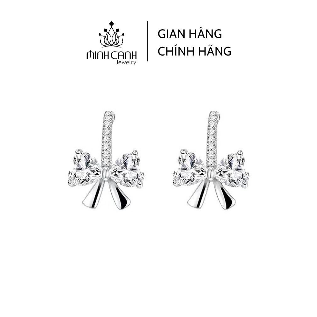 Bông Tai Bạc Nơ Đá Chốt Thẳng Minh Canh Jewelry